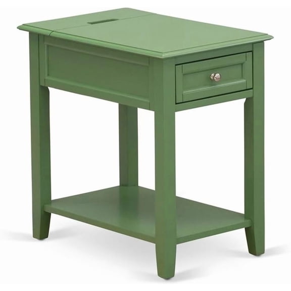 East West Furniture DE-12-ET Denison Side Table - Rectangle Night Stand with a Drawer for Bedroom, 24x19 Inch, Clover Green