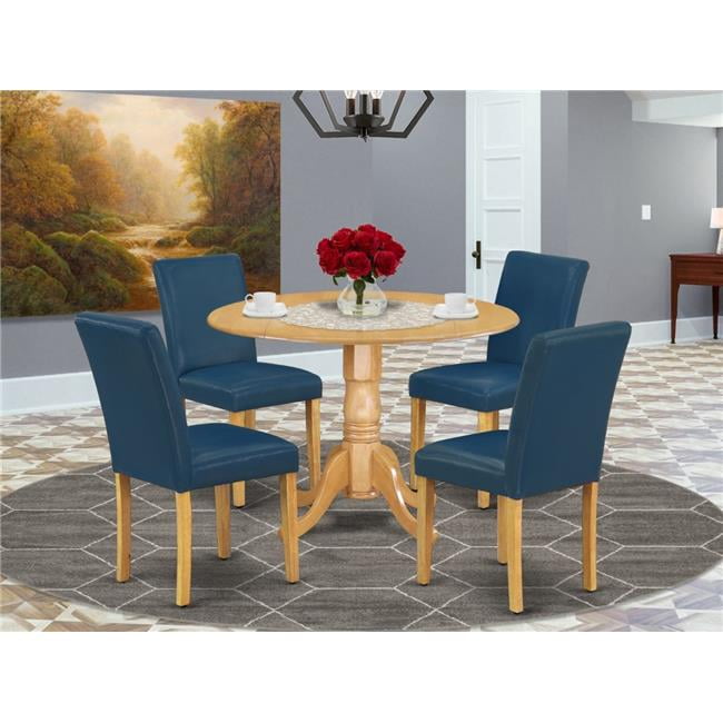 East West Furniture DLAB5OAK55 5Pc Round 42" Kitchen Table With Two 9