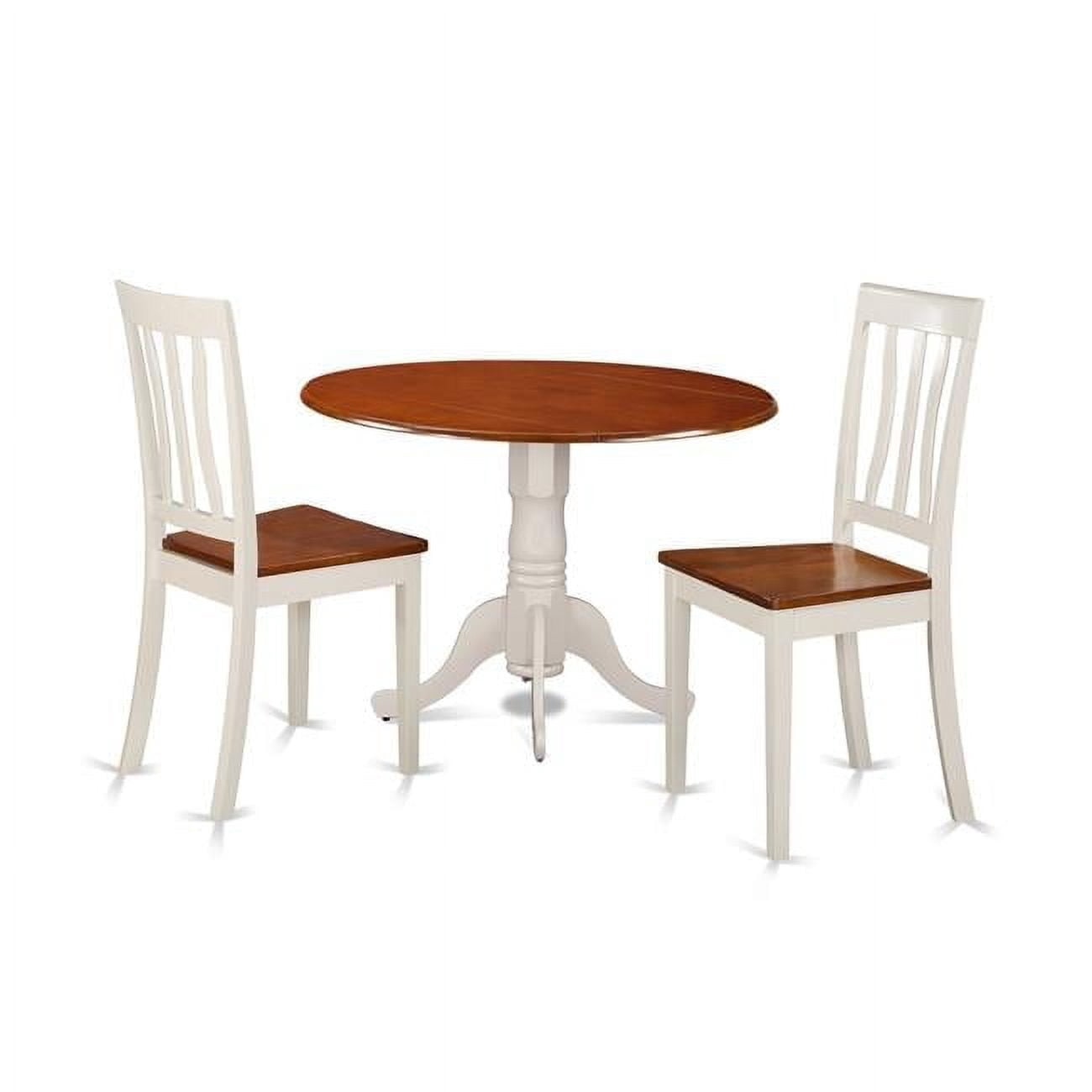 East West Furniture Set Tavolo 3 Pezzi Con 2 Sedie Dinette – Legno Di Gomma, Colori Cherry E Latticello