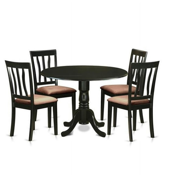 East West Furniture DLAN5-BLK-C Table Set - Dining Table & 4 Chairs, Black - 5 Piece