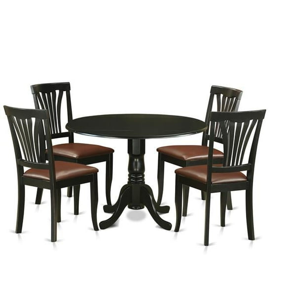 East West Furniture DLAV5-BLK-LC Table Set - Table & 4 Chairs, Black - 5 Piece