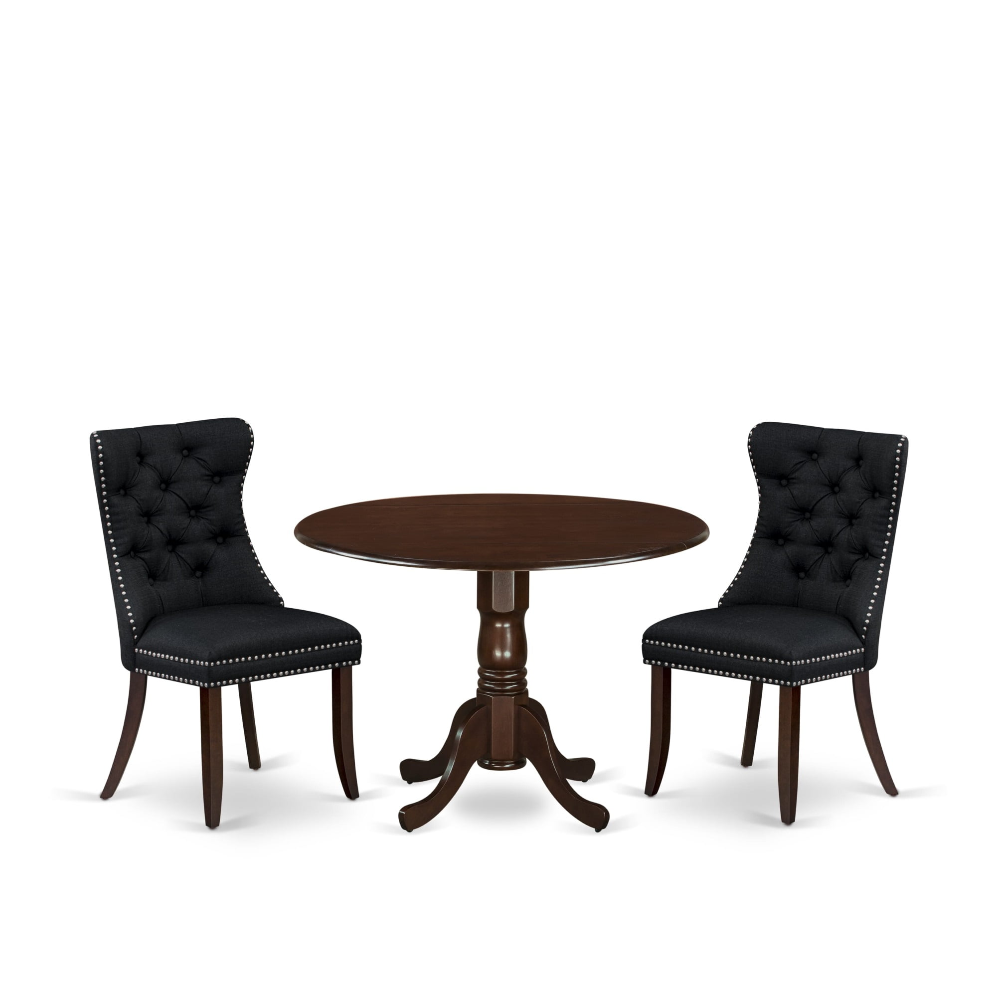 East West Furniture Set Tavolo 3 Pezzi Con 2 Sedie Dinette – Legno Di Gomma, Colori Cherry E Latticello