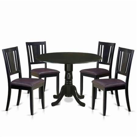 East West Furniture DLDU5-BLK-LC Dinette Set - Dining Room Table & 4 Chairs, Black - 5 Piece