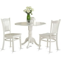 East West Furniture DLGR3-WHI-W 3 Piece Small Kitchen Table Set-Kitchen Table and 2 Kitchen Chairs