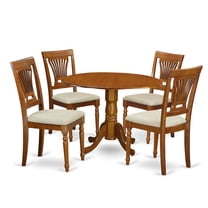 East West Furniture DLPL5-SBR-C 5 PC Kitchen nook Dining set-round Table plus 4 dinette Chairs