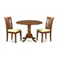 thumbnail image 1 of East West Furniture DLPO3-SBR-C 3PC Kitchen Round Table with 2 Drop Leaves and 2 Chairs with Microfiber Upholstered Seat, 1 of 1
