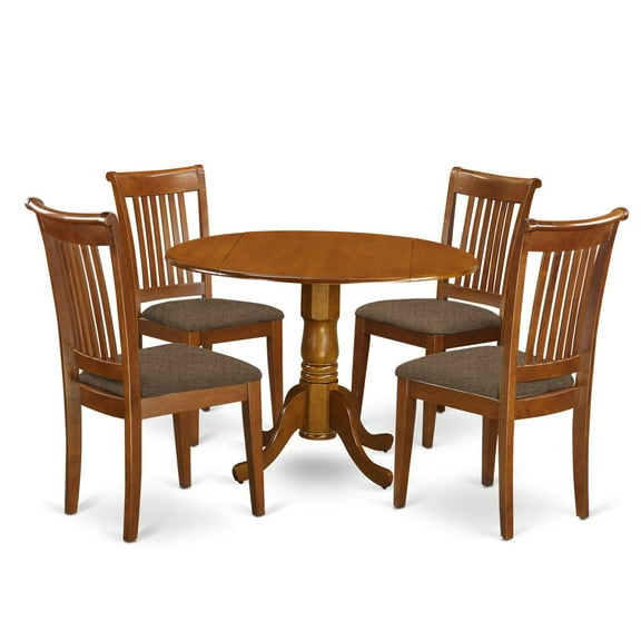 East West Furniture DLPO5-SBR-C 5 PC Kitchen Table set-small Kitchen Table-plus 4 dinette Chairs