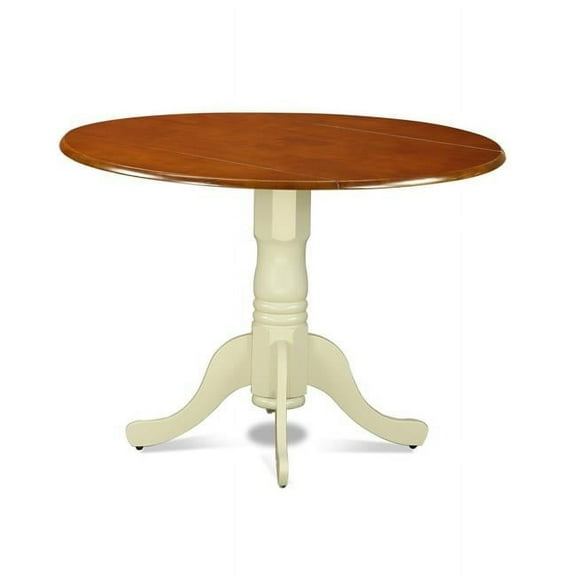 East West Furniture DLT-BMK-TP Dublin Round Table with two Drop Leaves, Buttermilk & Cherry - 9 in.