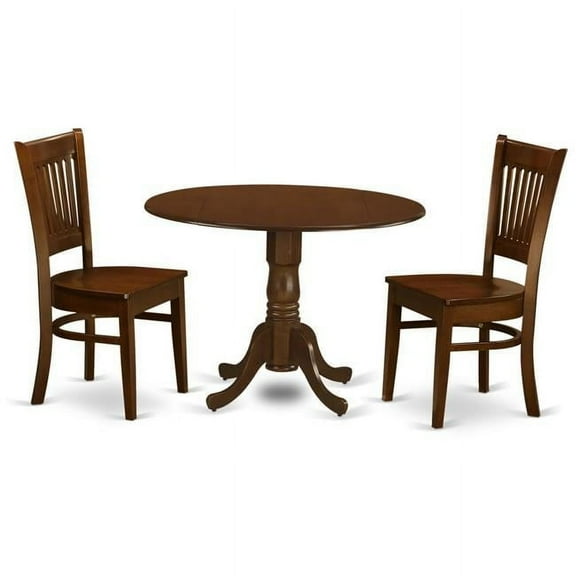 East West Furniture DLVA3-ESP-W Dublin Dining Table with 2 Drop - Leaf & Two Wood Seat Chairs, Espresso - 9 in. - 3 Piece