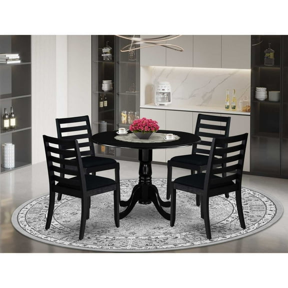 East West Furniture Dublin 5-Piece Dining Set in Black Finish