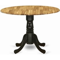 East West Furniture DMT-NBK-TP Dublin Modern Dining Table - a Round Kitchen Table Top with Dropleaf & Pedestal Base, 42x42 Inch, Natural & Black
