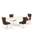 thumbnail image 1 of East West Furniture DODA5-LWH-26 5 Piece Dining Set Includes a Rectangle Kitchen Table with Butterfly Leaf and 4 Upholstered Parson Chairs, 42x78 Inch, linen white, 1 of 2