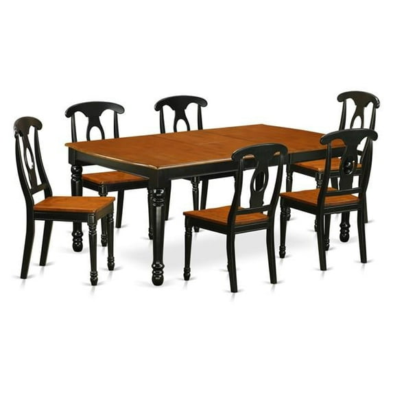 East West Furniture DOKE7-BCH-W 7 Piece Kitchen Tables & Chair set, Black & Cherry
