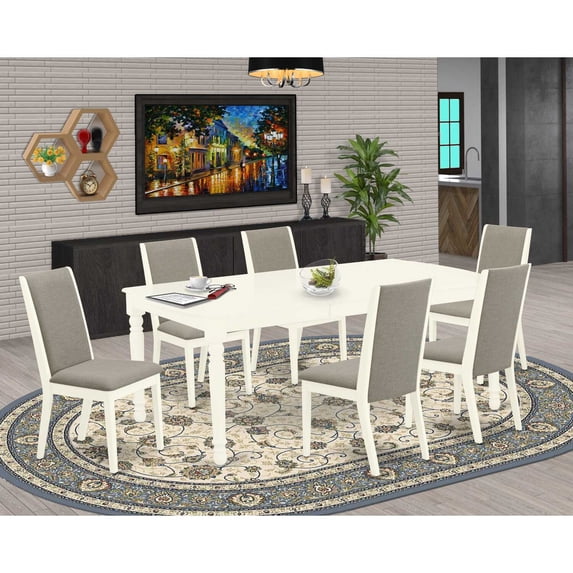 East West Furniture Dining Room Set Linen White, DOLA7-LWH-06