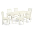 thumbnail image 1 of East West Furniture DONO7-LWH-W 7 Piece Kitchen Tables & Chair set, Linen White, 1 of 1