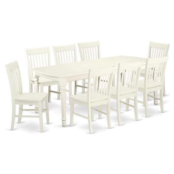 East West Furniture DONO9-LWH-W 9 Piece Kitchen Tables & Chair set, Linen White