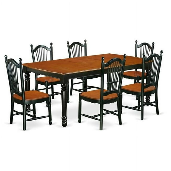 East West Furniture DOVE7-BCH-W 7 Piece Kitchen Tables & Chair set, Black & Cherry