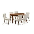 thumbnail image 1 of East-West Furniture DUSI7-MAH-35 - A kitchen dining table set of 6 excellent parson chairs using Linen Fabric Doeskin color and a fantastic rectangle wooden table with Mahogany Finish, 1 of 3