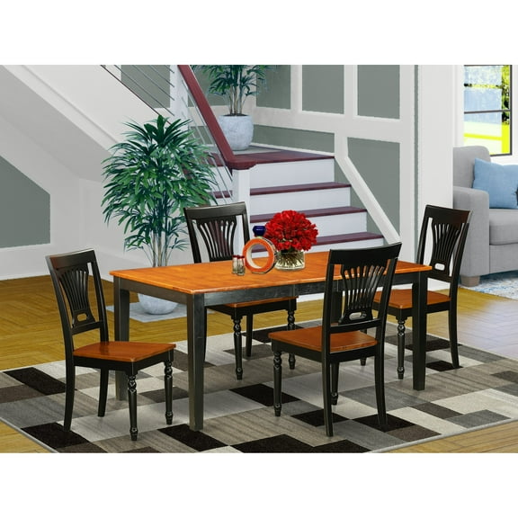 East West Furniture Dinette Set Includes a Rectangle Room Table with Butterfly Leaf and Dining Chairs (Finish Color Options) Cherry Finish