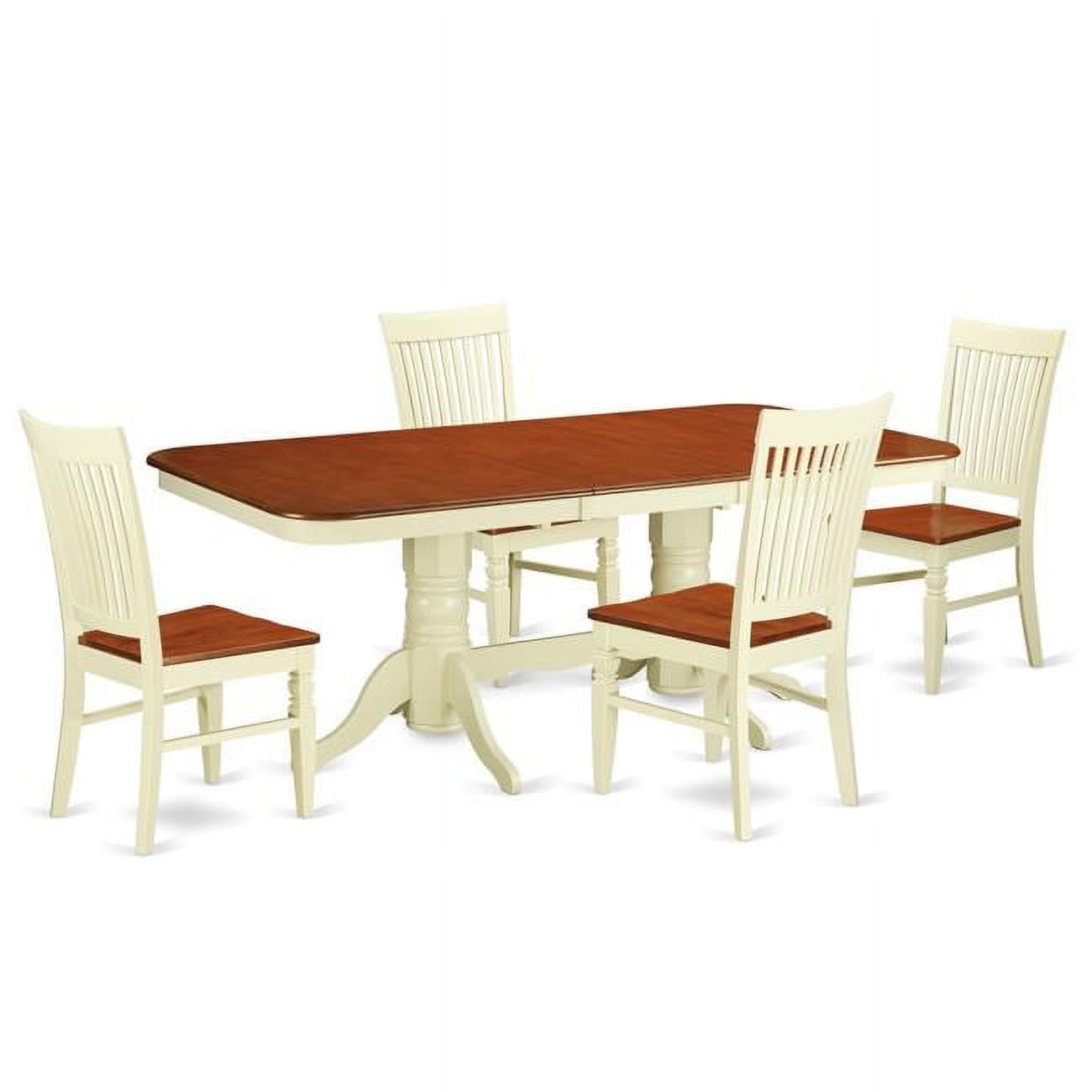 East West Furniture Set with a Dining Table & 4 Microfiber