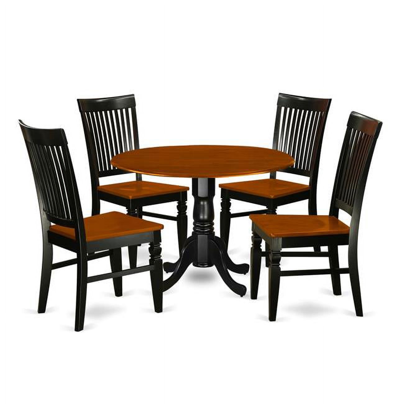 East West Furniture Set with a Dining Table & 4 Wood Seat