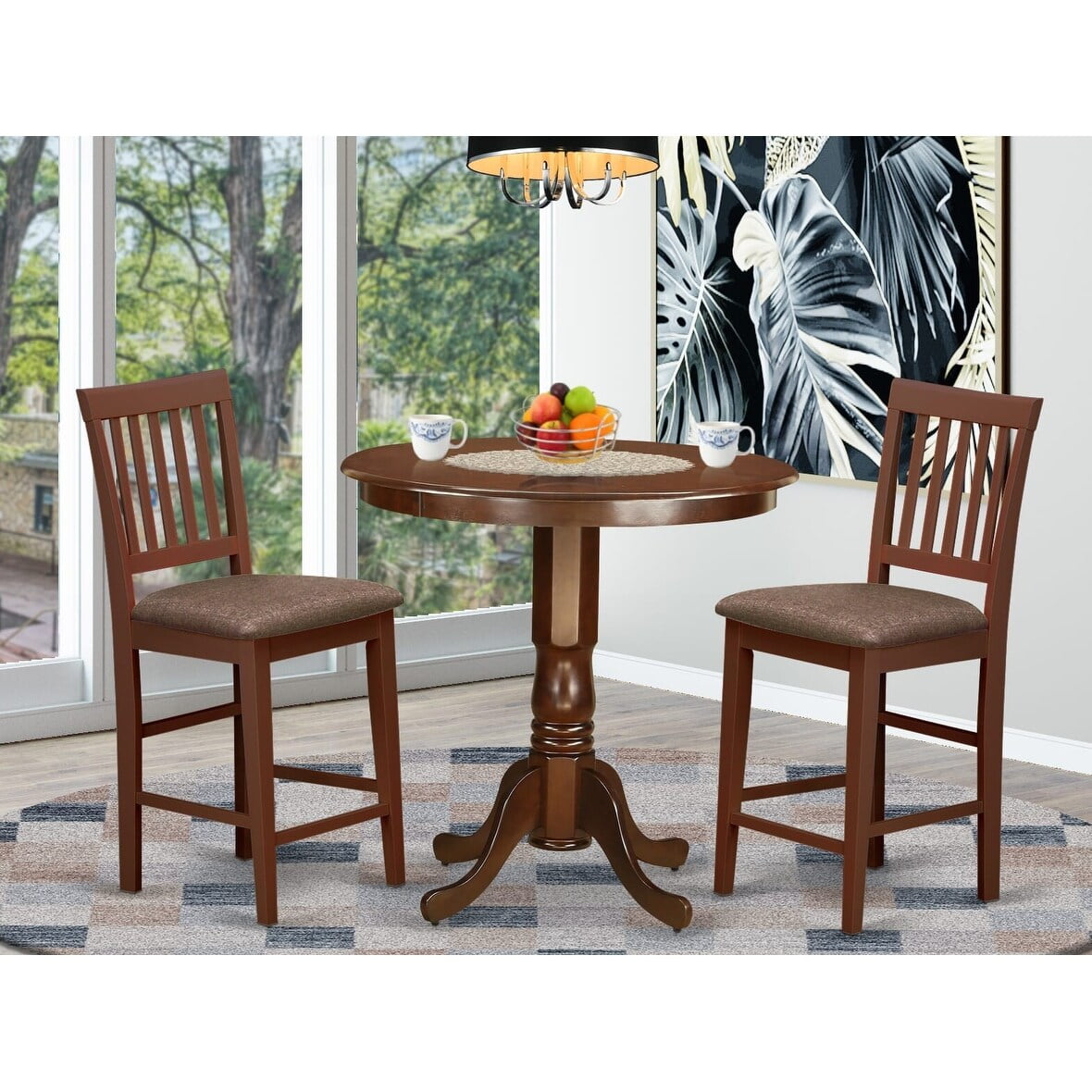 East West Furniture Dining Counter Height Room Table & 2 Chairs