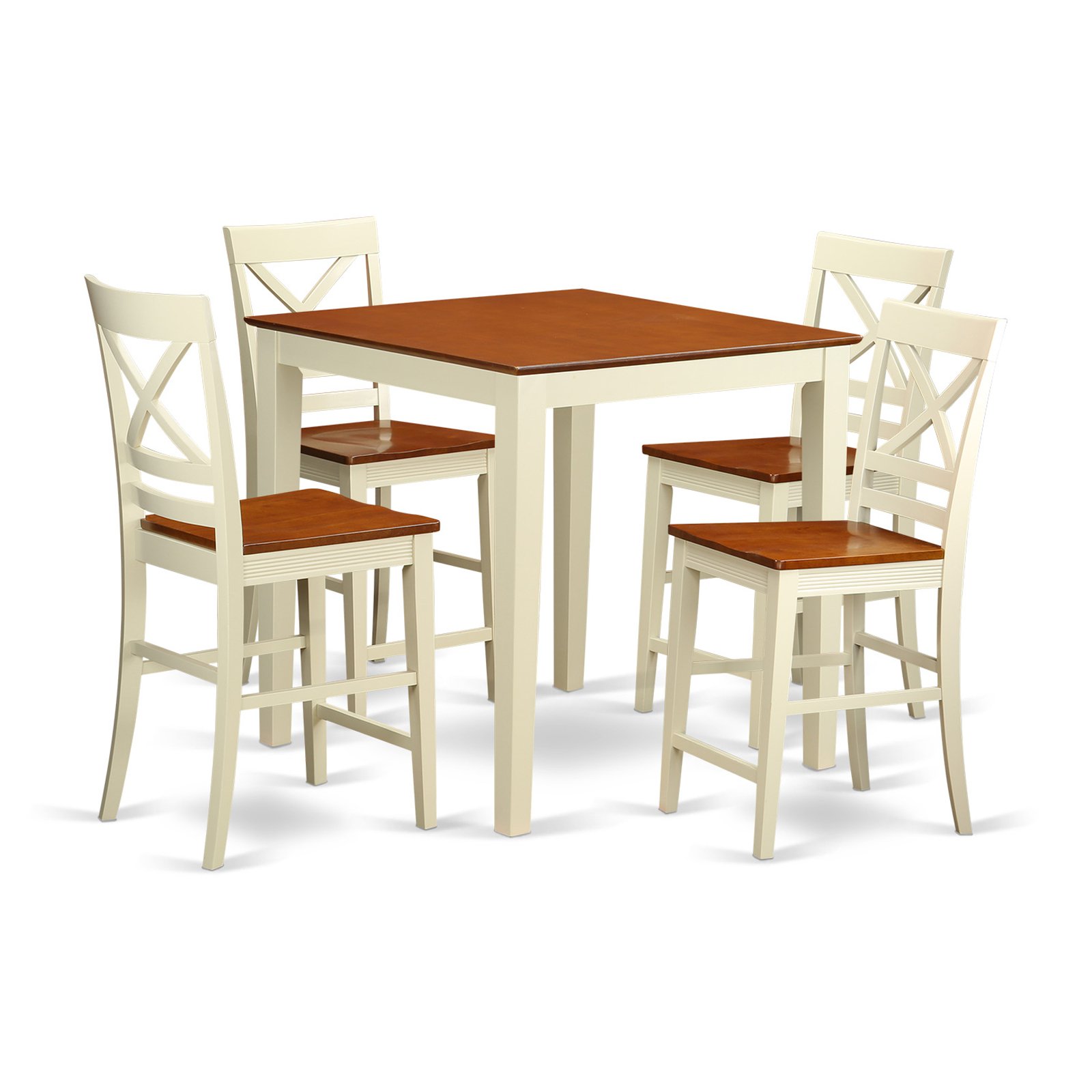 East West Furniture Dining Counter Height Table & 4 Bar Stools White