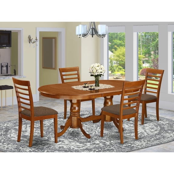 East West Furniture Dining Furniture Set Includes an Oval Table with Butterfly Leaf and Dining Chairs (Chair Seat Type Options) PLML5-SBR-C