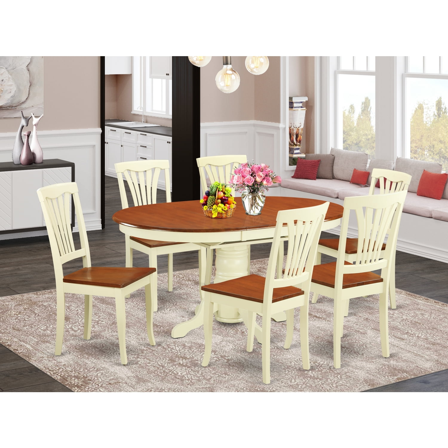 White oval dining 2024 table set for 6