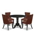 thumbnail image 1 of East West Furniture DLDA5-BLK-26 5 Piece Dining Table Set Includes a Round Kitchen Table with Dropleaf and 4 Upholstered Parson Chairs, 42x42 Inch, Black, 1 of 2