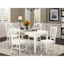 East West Furniture Capri 5-piece Wood Dining Table and Chair Set in White