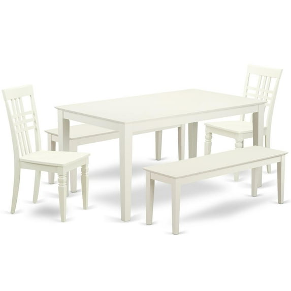 East West Furniture Capri 5-piece Wood Kitchen Table Set in Linen White