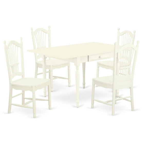 East West Furniture Dining Room Set Linen White, MZDO5-LWH-W