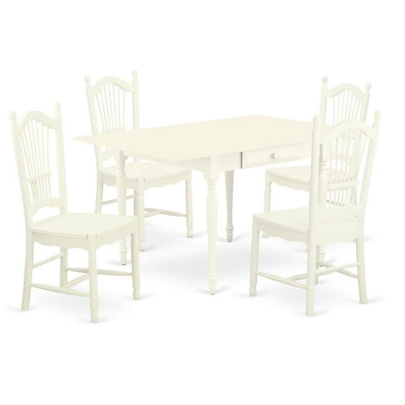 East West Furniture Dining Room Set Linen White, MZDO5-LWH-W