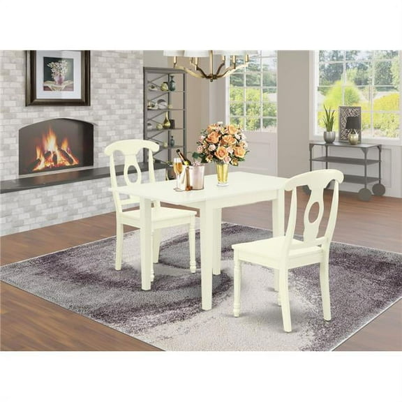 East West Furniture Dining Room Set Linen White, NDKE3-LWH-W