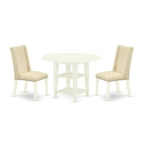 East West Furniture Sudbury 3-piece Wood Dining Set in Linen White