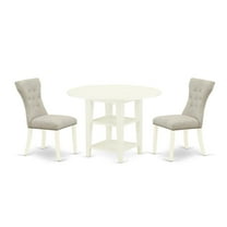 East West Furniture Sudbury 3-piece Wood Dining Set in Linen White/Doeskin