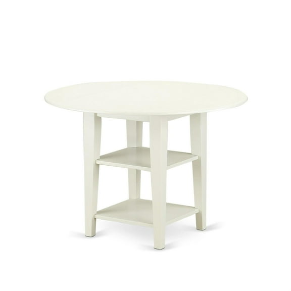 East West Furniture Sudbury 3-piece Wood Dining Set in Linen White/Shitake