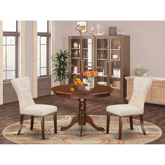 East West Furniture Dining Room Set Mahogany, HLGA3-MAH-32