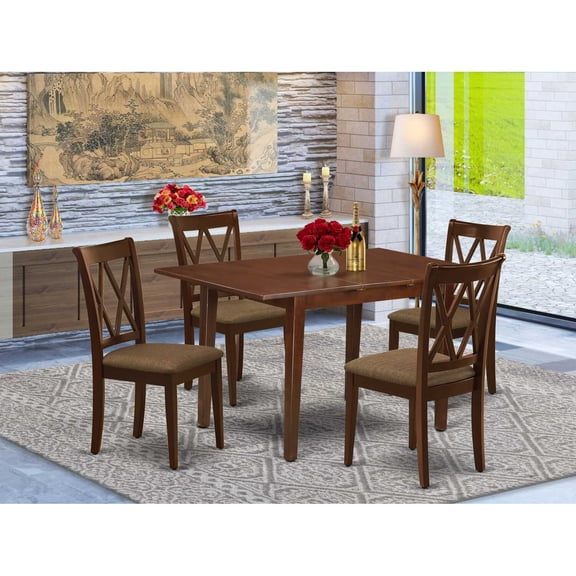 East West Furniture Dining Room Set Mahogany, NOCL5-MAH-C