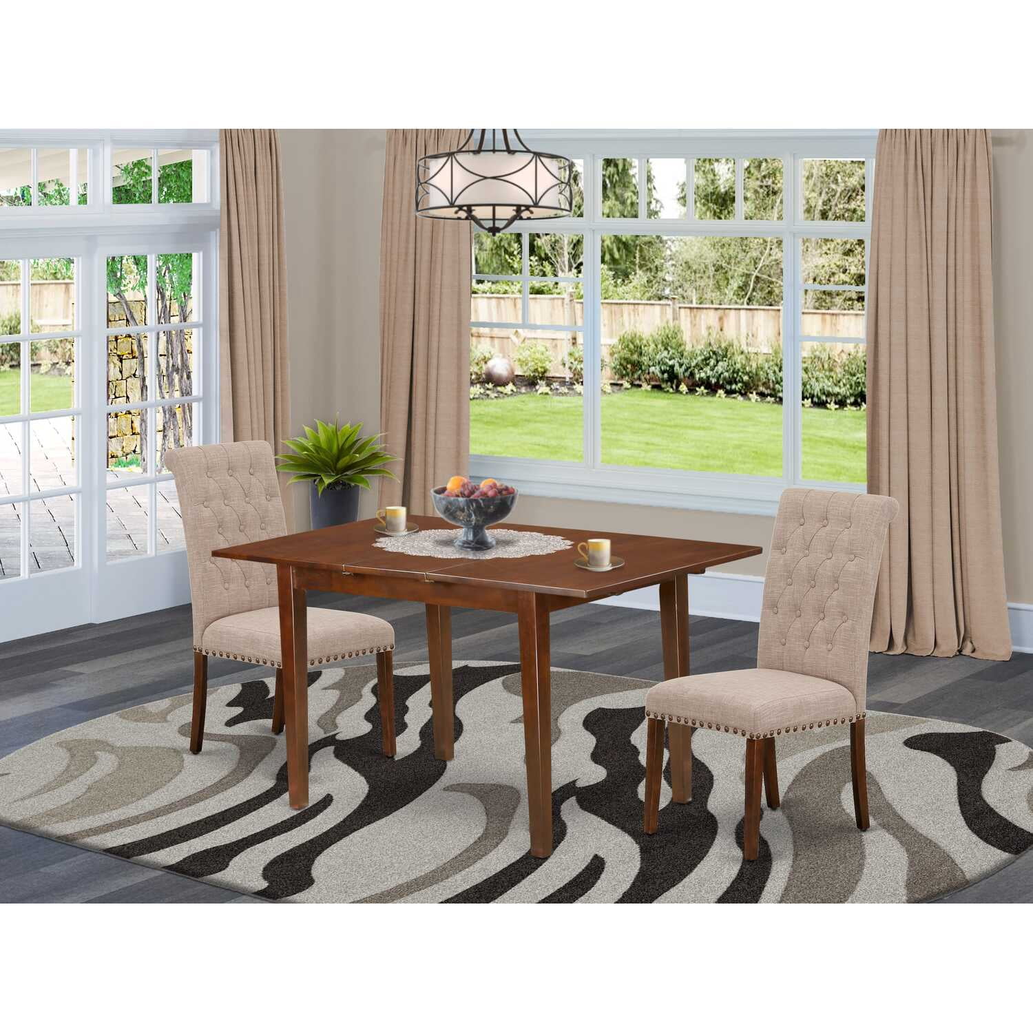 East West Furniture Norfolk 3-piece Traditional Wood Dining Room Set in
