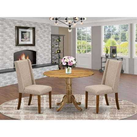 East West Furniture Dublin 3-piece Wood Dining Table Set in Natural