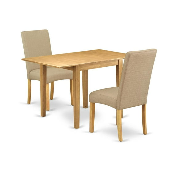 East West Furniture Norden 3-piece Wood Dining Set in Oak/Dark Khaki