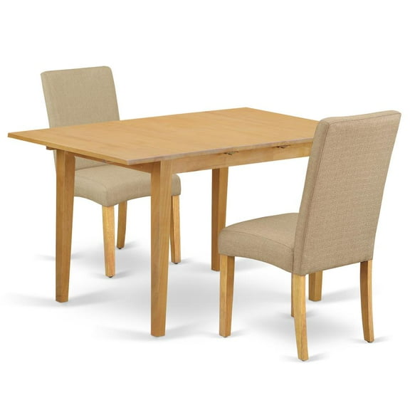 East West Furniture Norfolk 3-piece Wood Dining Set in Oak/Dark Khaki