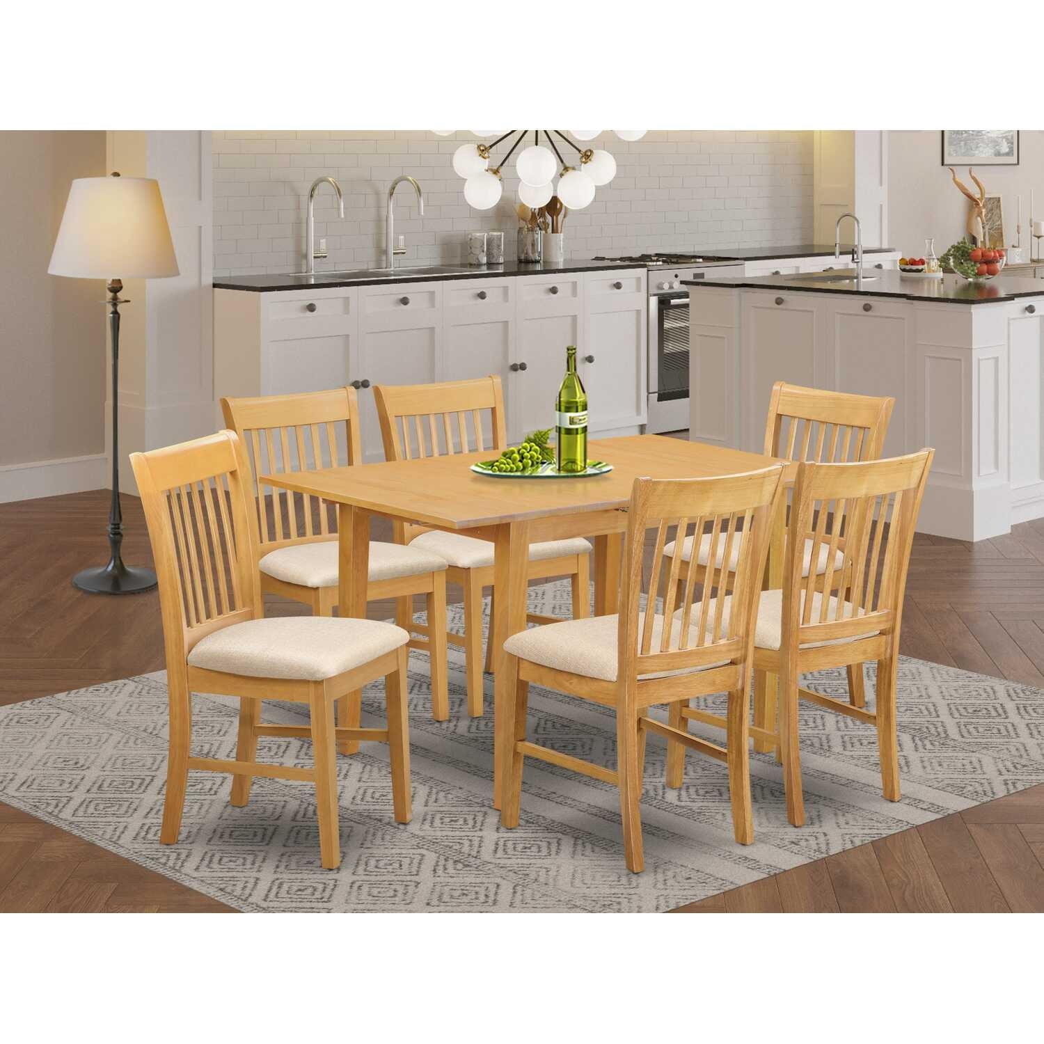 East West Furniture Dining Room Set Oak, NOFK7-OAK-C - Walmart.com
