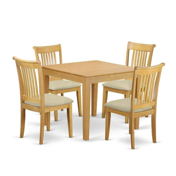 East West Furniture Oxford 5-piece Traditional Wood Dinette Table Set in Oak