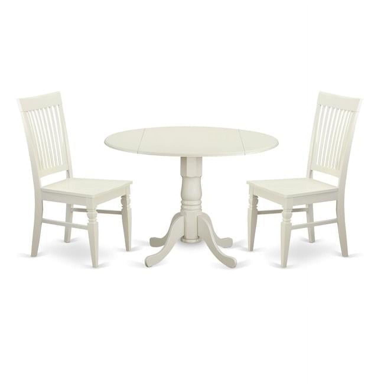 Linen White Solid Wood Round Dining Table Set with High Back Chairs