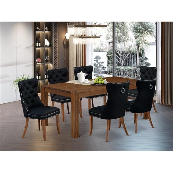 East West Furniture Lismore 7-Piece Kitcehn Table Set in Walnut Finish
