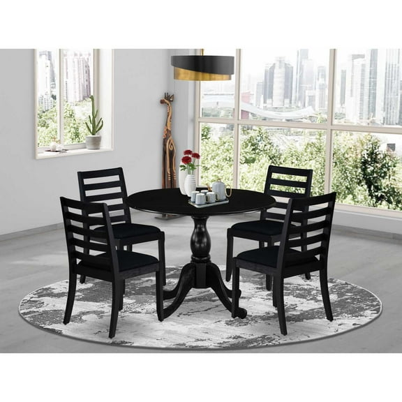 East West Furniture Dublin 5-Piece Kitchen Dining Set in Black Finish