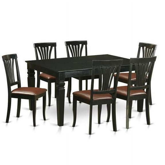 East West Furniture  Dining Set - Table & 6 Chairs, Black - 7 Piece